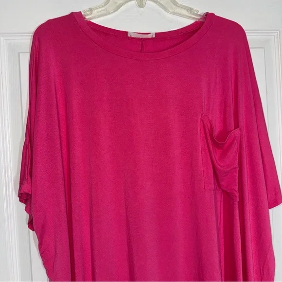 Zenana Outfitters Pink Short Sleeve Relaxed Boxy Oversized Stretch Tee size S - Picture 5 of 7